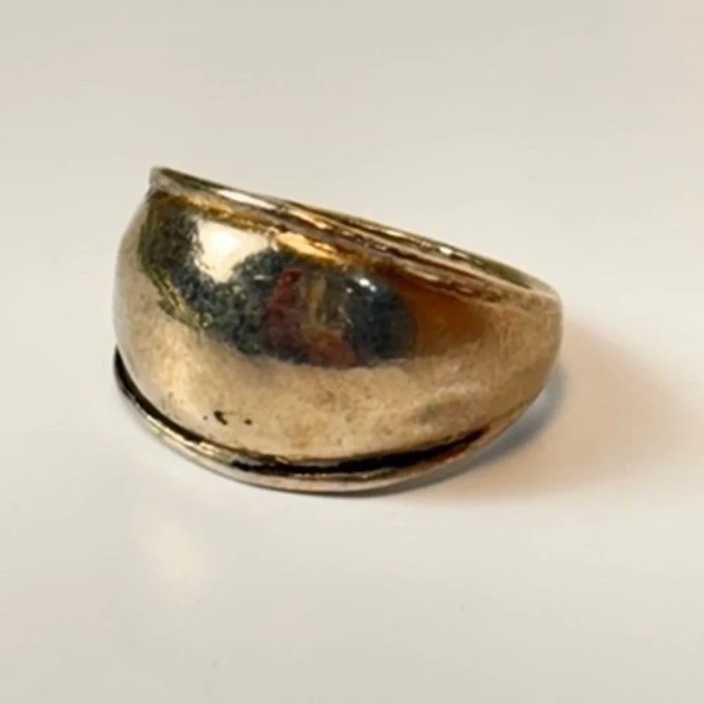 Vintage Dome Ring Silver Tone Minimalist 70s Boho Statement Size 8